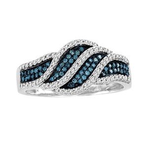 925 Blue Sapphire and White Topaz Ring